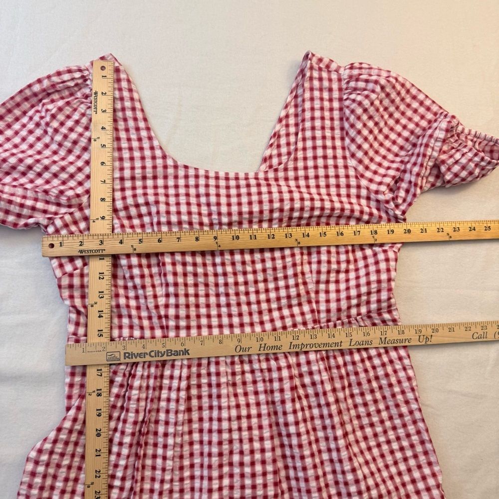LOFT Red Checkered Gingham Woman’s Mini Dress 14 - Picture 6 of 8